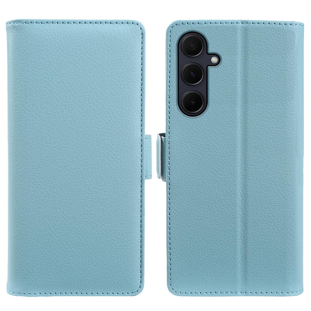 For Samsung Galaxy A35 5G Wallet Case with Dual Magnetic Clasp Litchi Textured Leather Flip Stand Phone Cover