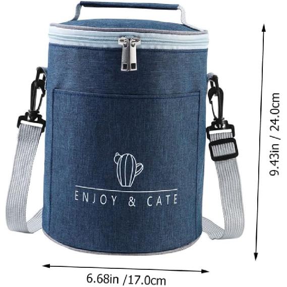 Portable Navy Insulated Lunch Bag - Oxford Cloth Thermal Cooler Tote for Camping Picnics and Travel