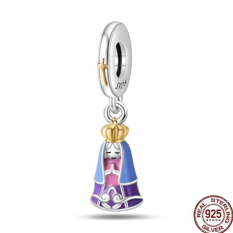 New Copper Religious Angel Cross Series Shiny Zircon Beads Suitable For 3Mm Original Bracelet Diy