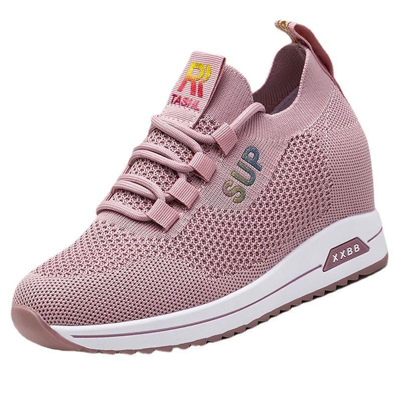Women's Casual Elevated Shoes 2024 Spring New Thick Soled Sneakers Women Fashion Korean Version Breathable Running Shoes