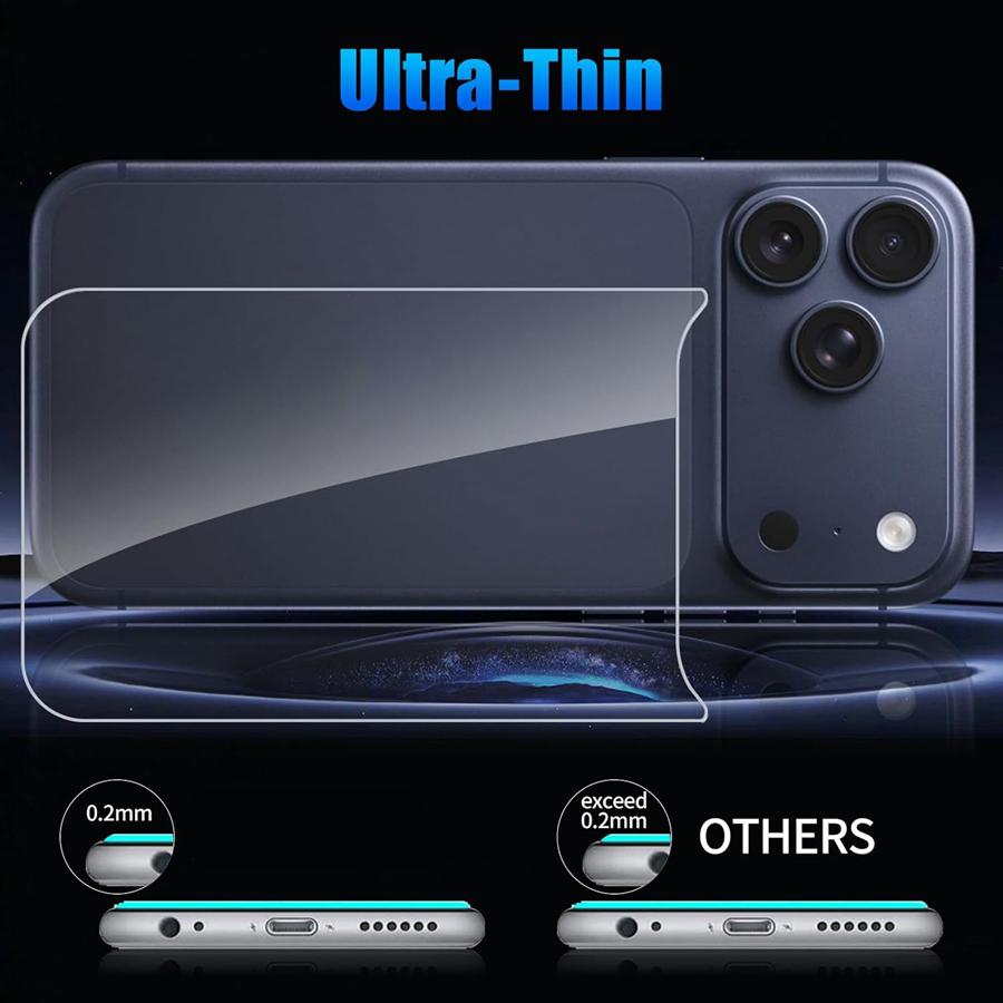 4in1 [2+2 Stück] Rückseiten-Handyschutzfolie aus gehärtetem Glas für iPhone 17 Pro Max /17 / 17 Pro/ 17 Air+ Glas Kameraobjektivfolie HD Rückseitenschutz