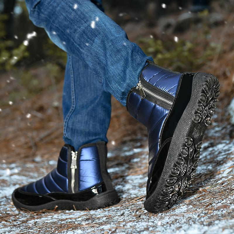 Herren Schneestiefel Winter Warm Arbeits-Wüstenstiefel mit Fell High Top Outdoor Wanderschuhe Übergröße Wasserdicht