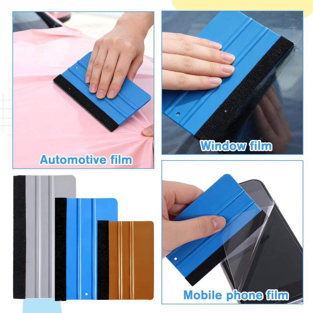 3 Pcs Vinyl Wrap Squeegee of Different Sizes Vinyl Squeegee Felt Squeegees Vinyls Wrap Tool Wallpaper Smoothing Tool for Window Tint Wallpaper Decal