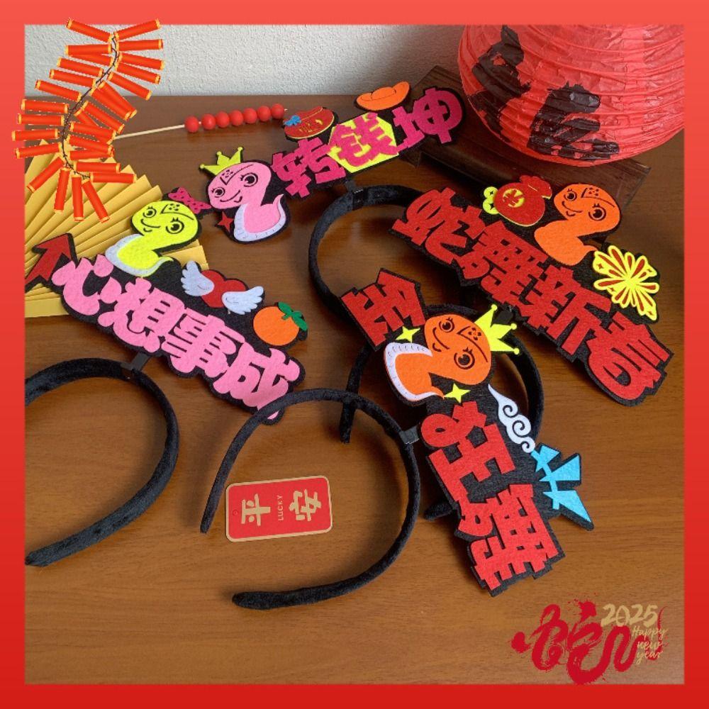 

Cartoon Snake Year Headband Hairpin New Year Headdress Cute 2025 Happy New Year Headband Girl Style 2