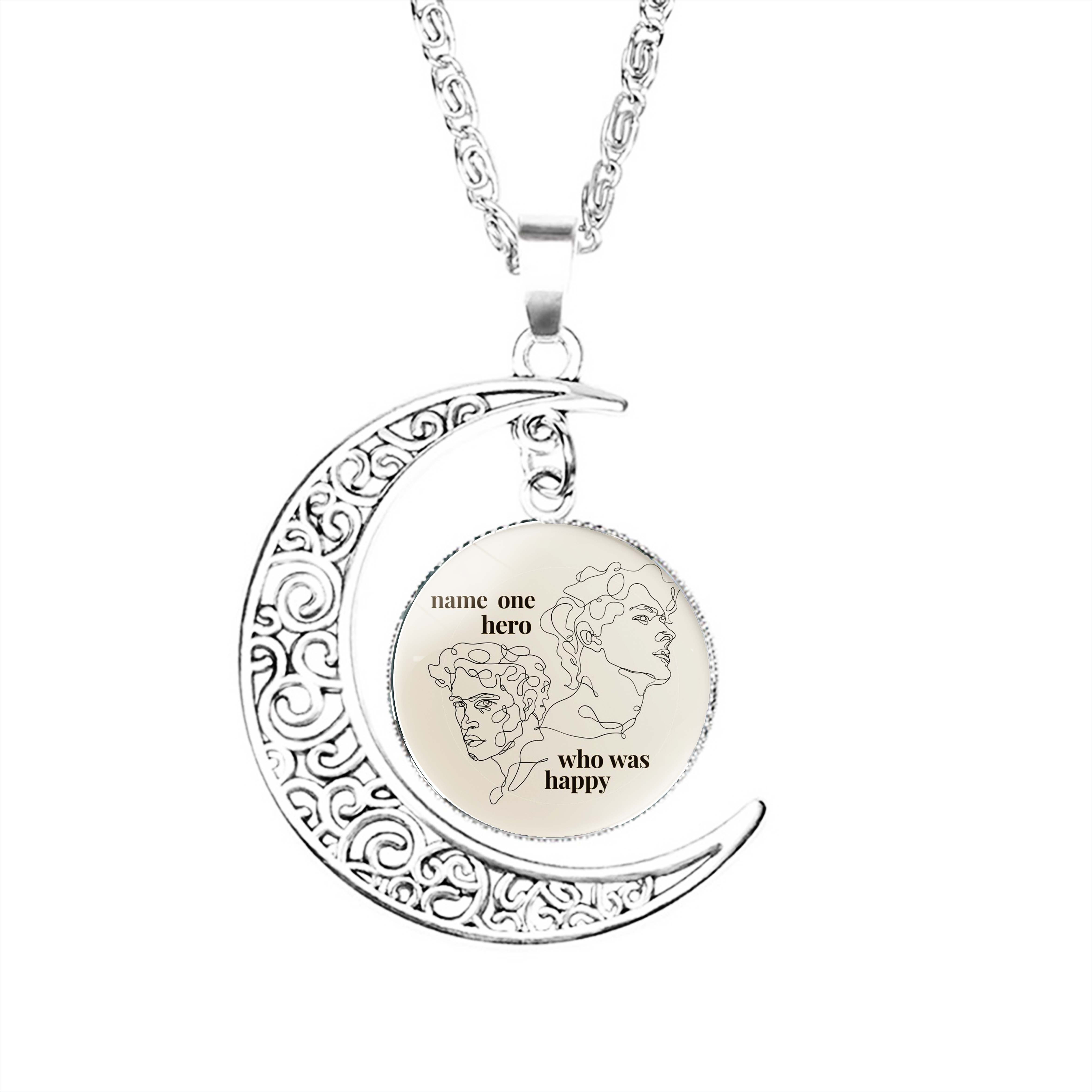 

Песнь Ахилла Художественное произведение Луна Ожерелье Полумесяц Мальчик Девочки Ювелирные изделия Подарки Стеклянный кулон Мужчины Нержавеющая сталь Купол Женщины 20mm