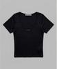 CHICKS Two-Way Angora Round Slim T-Shirt White