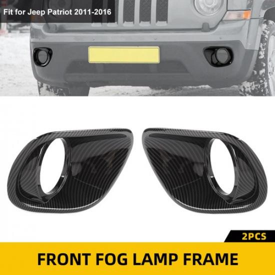 Carbon fiber For Jeep Patriot 2011-2016 Front Bumper Fog Light Lamp Cover Trims