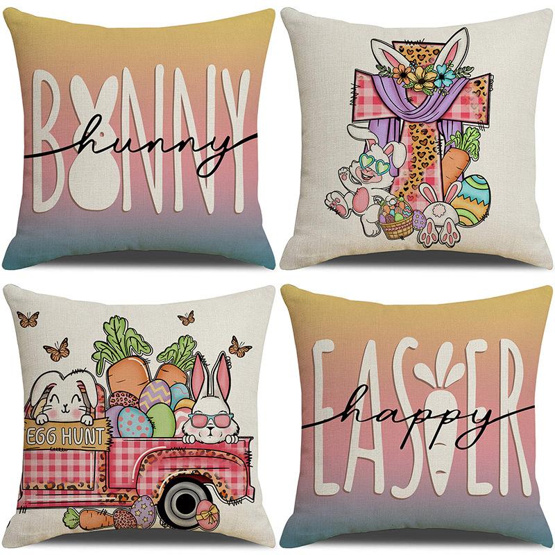 New Easter Cartoon Rabbit Pillowcase Spring Outdoor Decoration Pillow Sofa Cushion Pillow Case