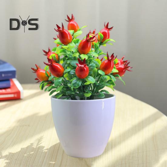 Künstliche Topfpflanzen, realistischer gefälschter Mini-Obstbaum, Tischdekoration für Zuhause und Büro, Grünpflanzen aus Kunststoff im Topf, Bonsai, Dekoration für drinnen und draußen