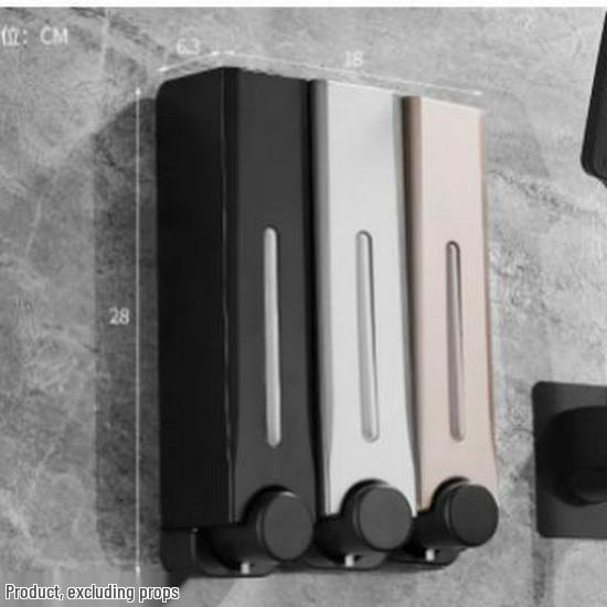 Wall-Mounted No-Drill Triple Soap Dispenser
