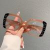 Oversized Square Glasses Women Fashion Patchwork Rim Blue Light Blocking Optical Frames  Stylish Design Decor Eyewear