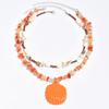 Collier Pendentif Perle Étoile de Mer Orange Pour Femmes, Bijou Accessoire Coquillage Style Océan Bohème Cadeau