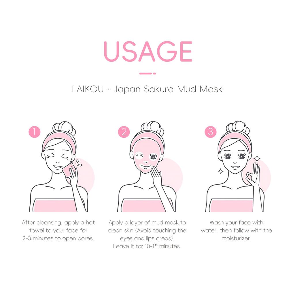 LAIKOU Sakura Mud Mask Deep Moisturizing with Vit C Shea Butter Plum Matricaria 0.88 Oz Portable Gift for Friend Valentine Mothers Day