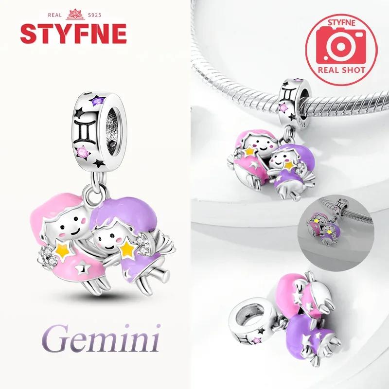 Original Copper Cute Aries Cartoon Constellation Red Cancer Luminous Pisces Charm Beads Fit Bracelet Girl Diy Gift Accessory