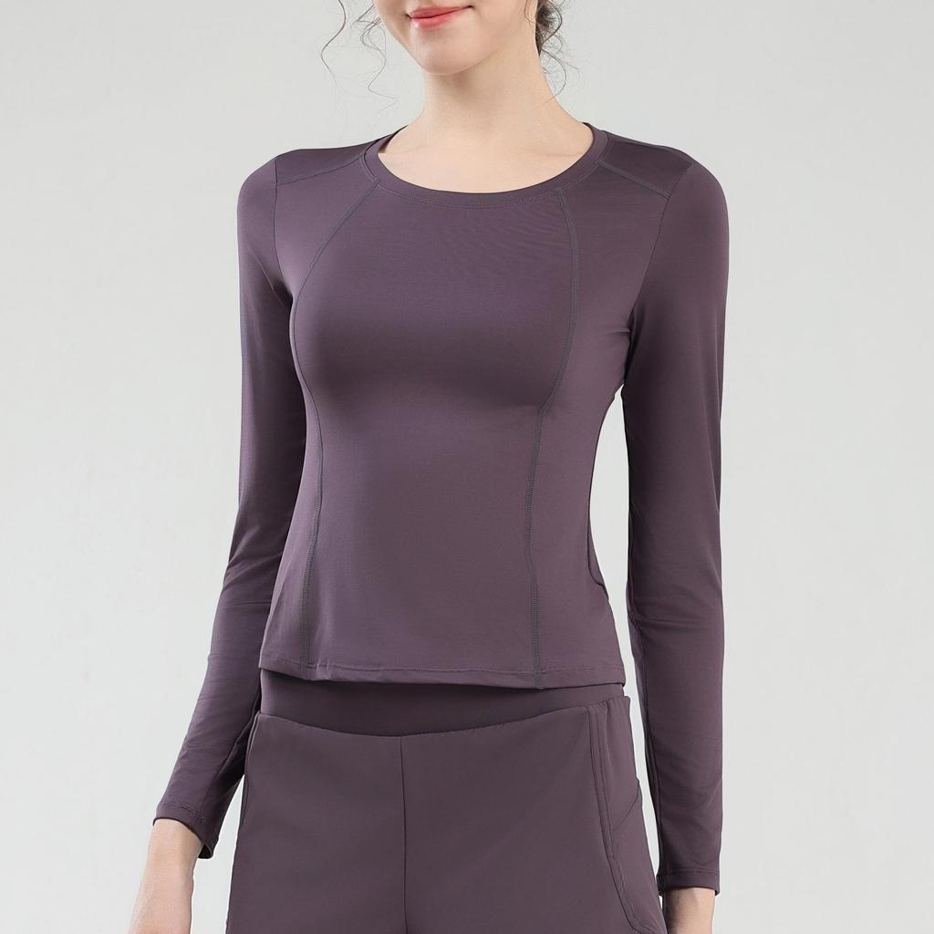 Women's Quick-Dry Yoga Sportswear Set with Long Sleeve Top and Back Pocket for Running