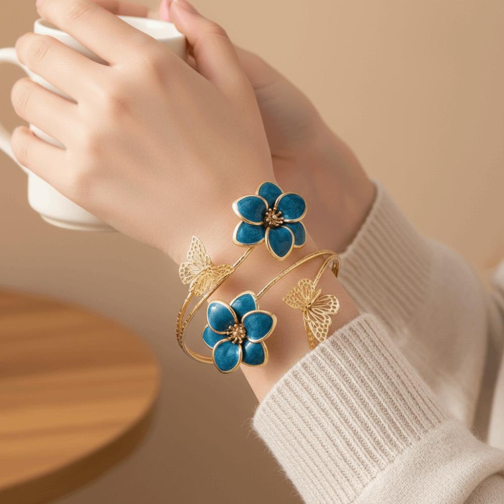 Exquisite Enamel Glaze Armband Vintage Butterfly Open Bangle Gift Occasion