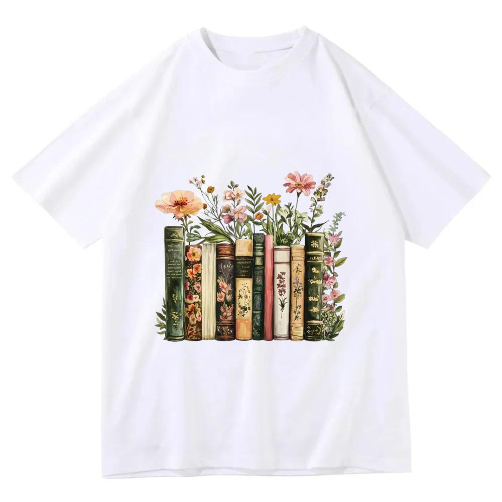 Books Floral Print Womens Vintage TShirt Funny Country Music T Shirt Cute Aesthetic Music Lover Tee Shirt Trendy Fashion Tops