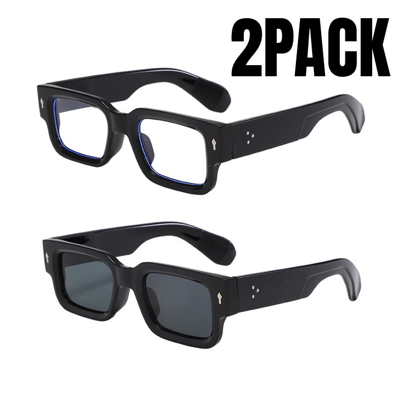 2PACK Square Mens Women Sunglasses European and American Fashion Small Frame Vintage Ins-style Sun Glasses Travelling Driving