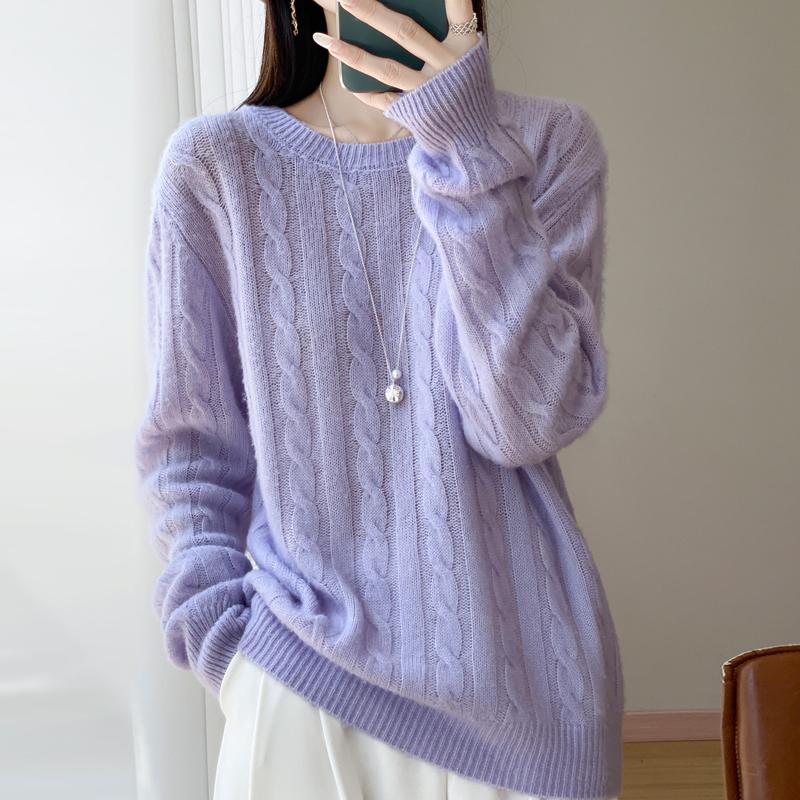 Women's cashmere sweater Qinghe cashmere 30% cashmere 70% wool autumn and winter pullover warm and fashionable