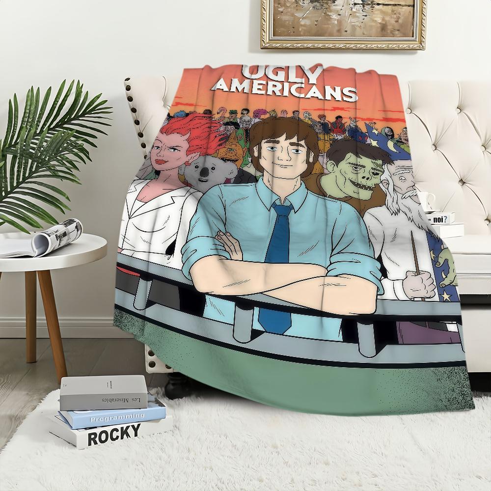 Cartoon TV U Ugly A Ameri cansS Blanket For Soft Throw Blanket for Picnic Bed Sofa Home Bedroom Cozy Warm Comfortable