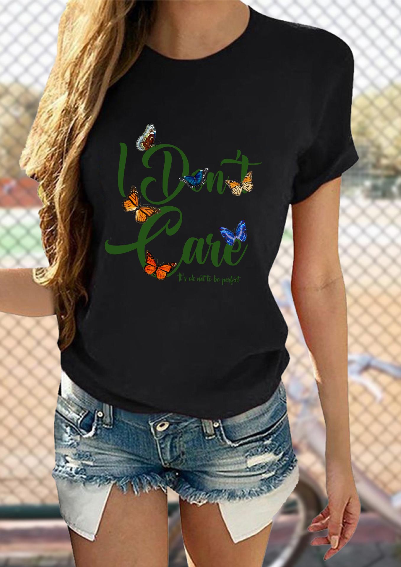 

New Simple Butterfly Printed Round Neckt Tshirts for European and American Unisex and Women Graphic T Shirts Aesthetic Clothes 4XL