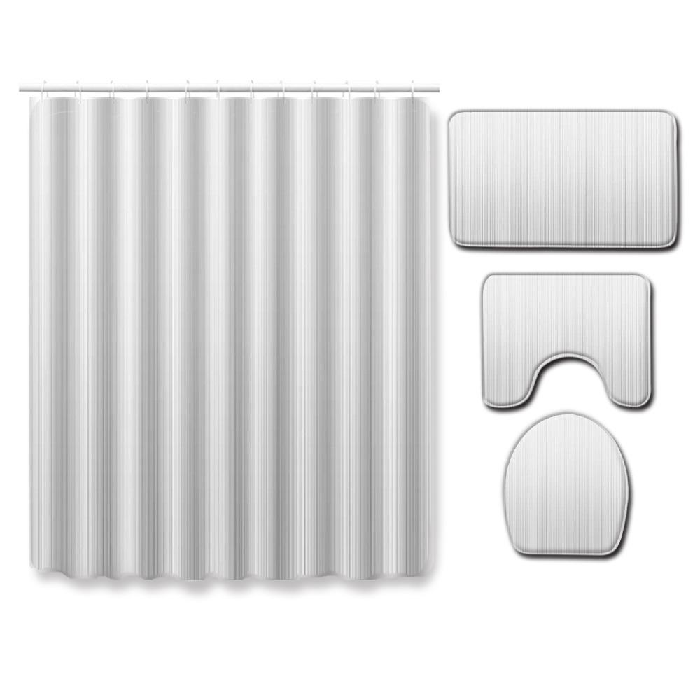 Stylish And Simple Shower Curtain Floor Mat Four-Piece Set Bathroom Toilet Carpet Shower Room Mat Foot Mat