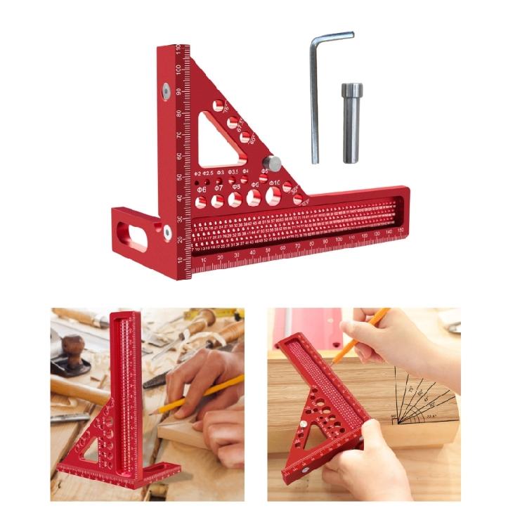 Aluminum Triangular Layout Measuring Tool Multiple Angles Measuring Ruler Woodworking Square Protractor 22.5-75 Degree