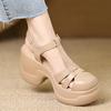 8CM retro style bag head thick-soled thick-heeled sandals women's 2025 summer new versatile skirt shallow high heels