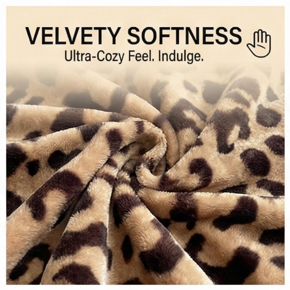 סט מצעים יוקרתי לחורף עם הדפס נמר ופרוות ארנב, ארבעה חלקים - כיסוי שמיכה עם ריפוד נוסף והגדלת עובי לחימום ונוחות משופרים.