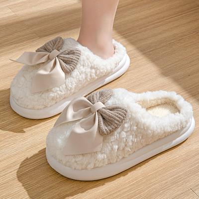 Schmetterlings-Baumwollhausschuhe für Damen, Cartoon-Haus, dicke Sohle, Plüsch-Isolationsschuhe, rutschfeste Plüsch-Hausschuhe