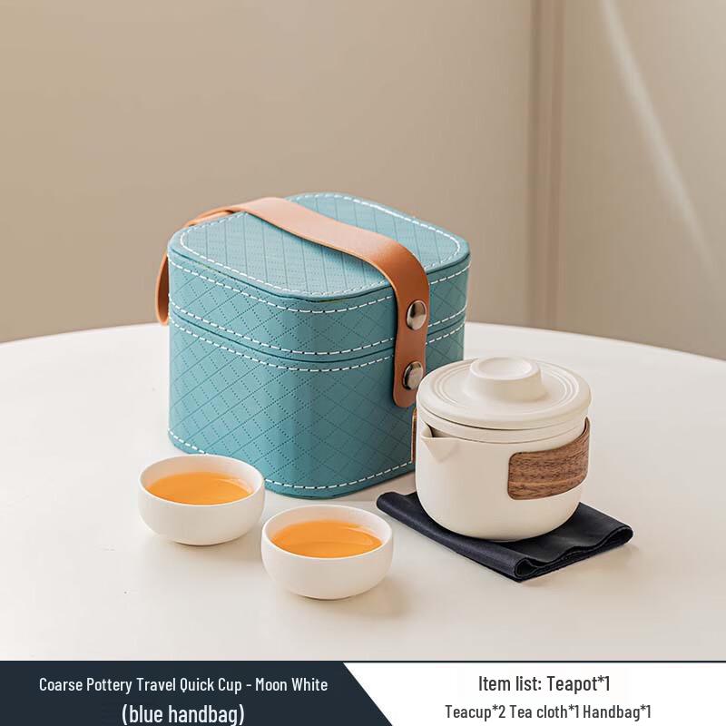 Portable Camping Travel Tea Set One Pot, Two Cups