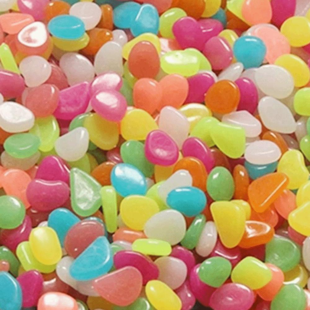 600Pcs Mini Glow In The Dark Pebble Resin 1cm Fish Tank Luminous Stone Colorful DIY Aquarium Decoration Stone Terrace