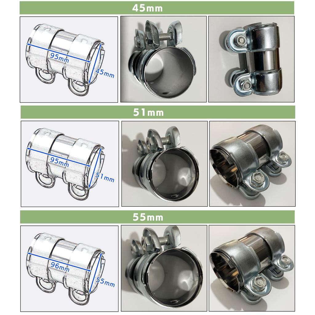 Moderno YM-290-MC YM-290-MC 2 Piece Motorcycle Parts Stainless Steel Universal Muffler Joint Connection Pipe Clamp