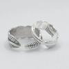 Handcrafted Feather Design Adjustable Ring Men Women Vintage Style Plated Couple Matching Rings