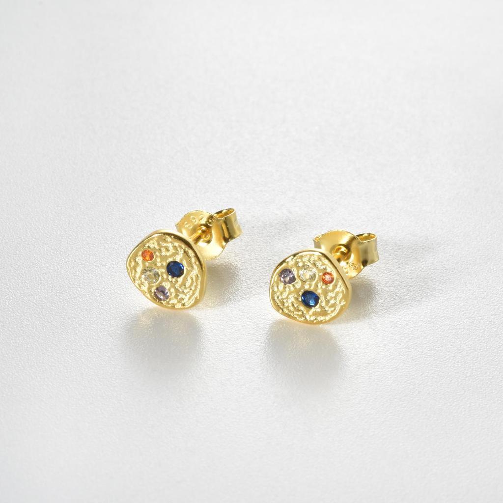 ANDYWEN 925 Sterling Silver A Pair Of Gold Faux Zircon Stud Earring Luxury Fine Jewelry For Women