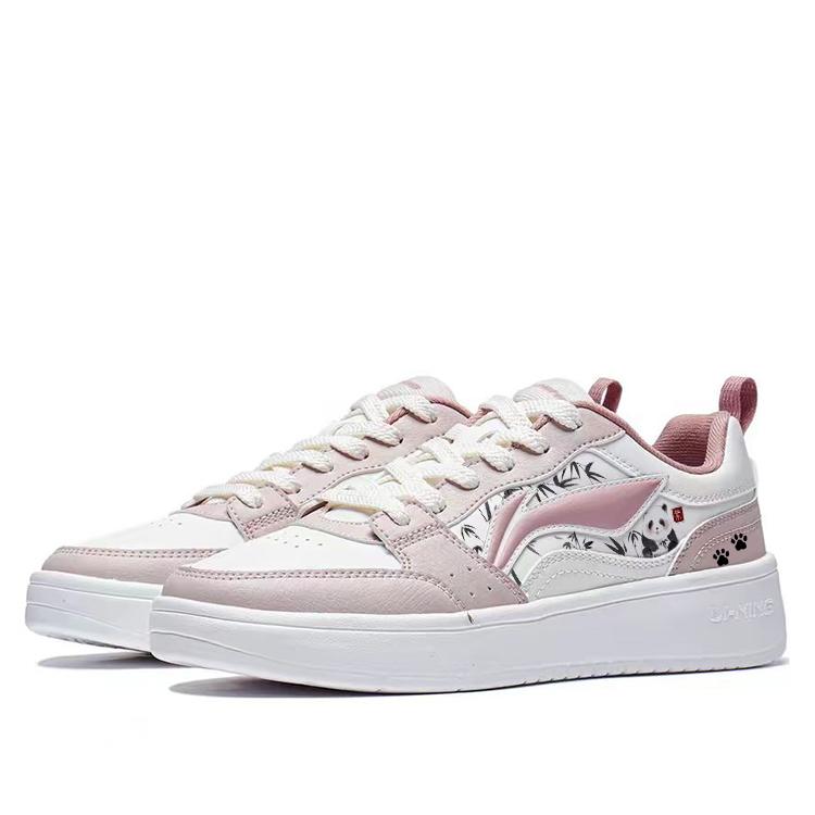 Li Ning Sycee 2 Slip Resistant, Abrasion Resistant, Height Increasing Low top Skateboard Shoes Women's White Pink AGCT340-1(Team56-)