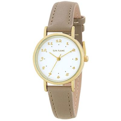 J-AXIS Damen MJL-B27-MO (Damen Sun Flame) Runde Uhr aus brauner Legierung, analog