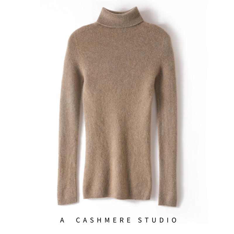 Lekasha 2026 Women's All-Cashmere Striped Collar Slim-Fit Knit Pullover
