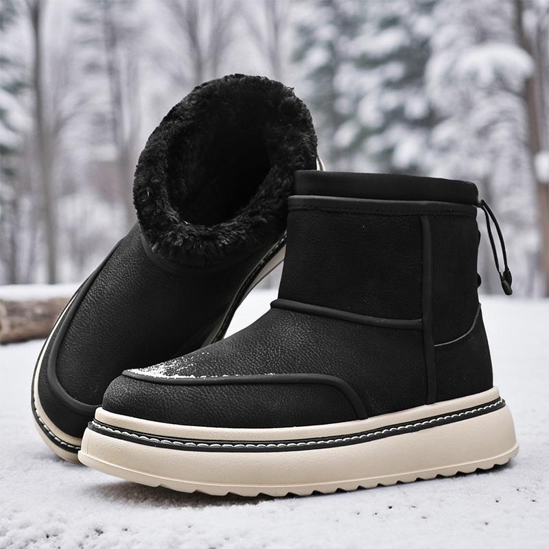 Winter Leather Warm Men Boots Waterproof Male Ankle Boots Mens Snow Boot with Fur Handmade No-slip High Top Male Zapatillas Male