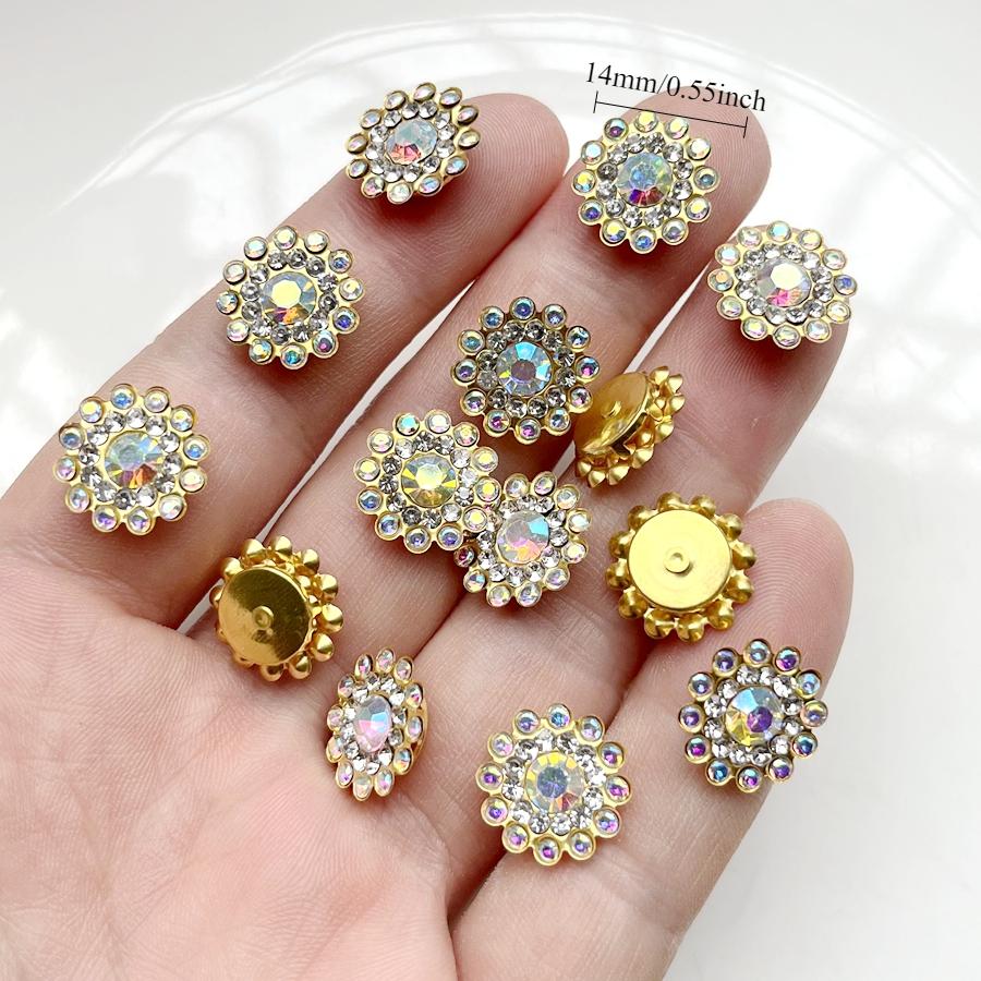 Pretty 14mm White/White ab Color flowers Resin Rhinestone Sewing Scrapbook Wedding Dress Jewelry Making accessories 50pcc/lot
