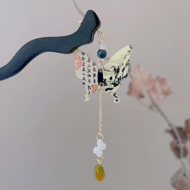 Chinese Style Butterfly Tassel Hair Clips Pins For Women Vintage Wood Chopstick Shaped Hairpin Hair Stick Hair Accessories