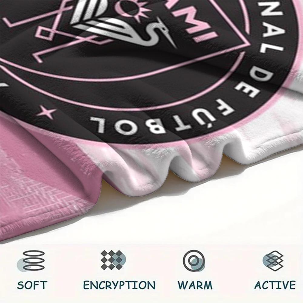 1 Stück Inter Miami CF Aufdruck Flanelldecke, Hohe Qualität, Bequem für Alle Jahreszeiten, Heimdekoration, Wärme und Komfort, Perfekt für Weihnachtsgeschenke