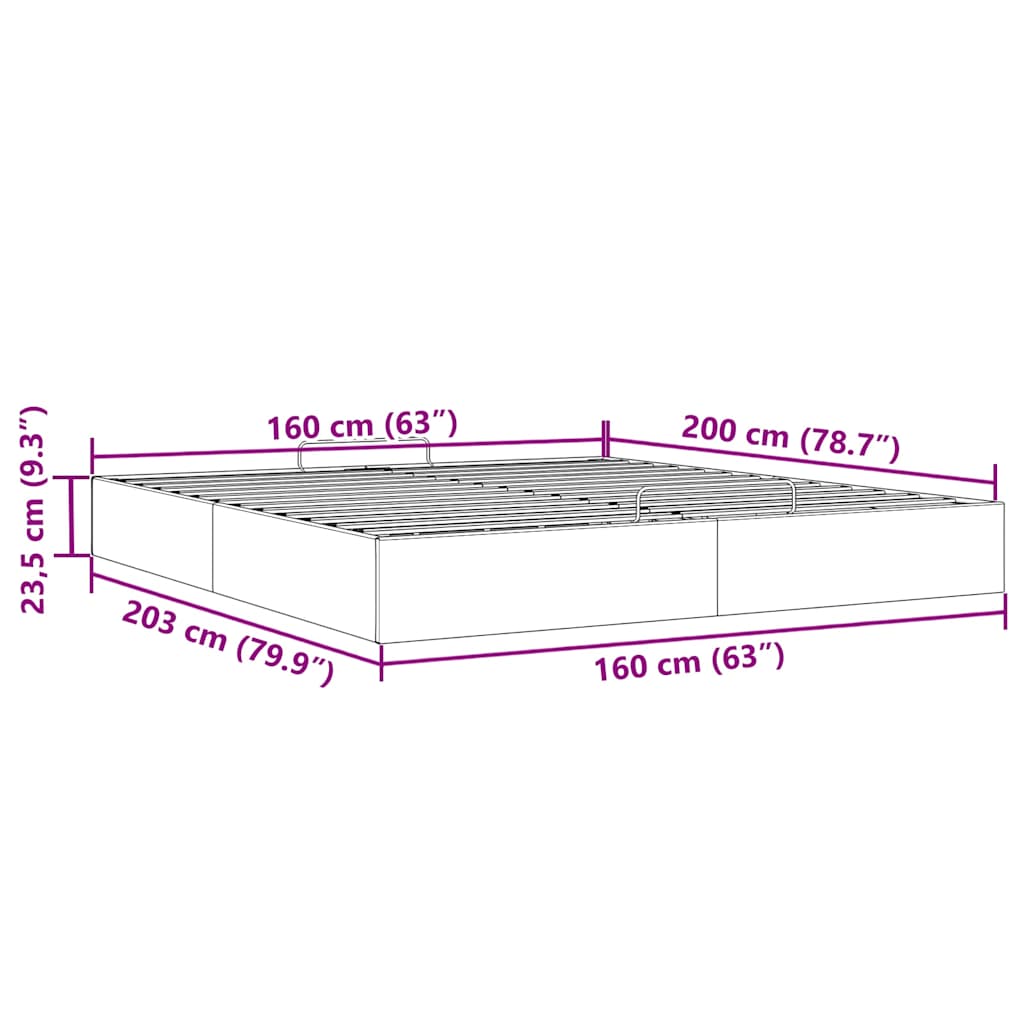 Ottoman Bed without Mattress Blue 160x200 cm Fabric
