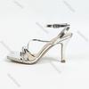 Fashion New Elegant Silver Women Sandals Hollow Ankle Strap Thin High Heels Party Dress Shoes Sexy Cross Buckle Strap Heeled Sandales