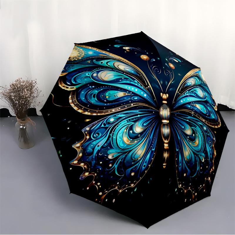1pc Butterfly Fantasy Automatic Open/Close Umbrella with Folding feature Compact Travel Umbrella, Lightweight design, for Commuting043