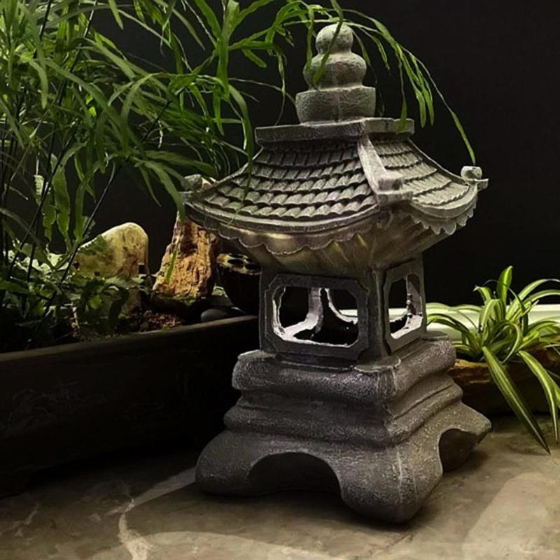 Decorative Solar for Palace Lamp Japanese Style Landscape Light Anti Deformed Garden Yard Resin Ornament Gift for Neighb