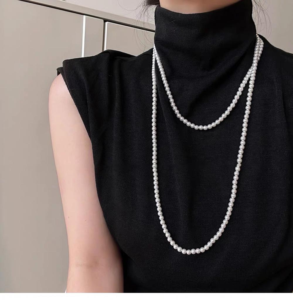 Irregular Long Pearl Necklace French Light Luxury Temperament Sweater Chain Niche Simple High Sense Necklace Women