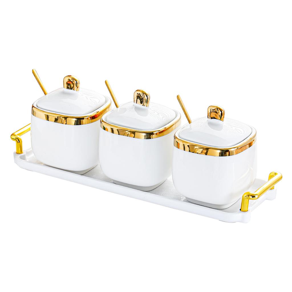 Leichter Luxus Küchengewürzglas Keramik Salzglas Gewürzflasche High-End Gewürzglas-Set Haushaltssalz High-End Gewürzbox