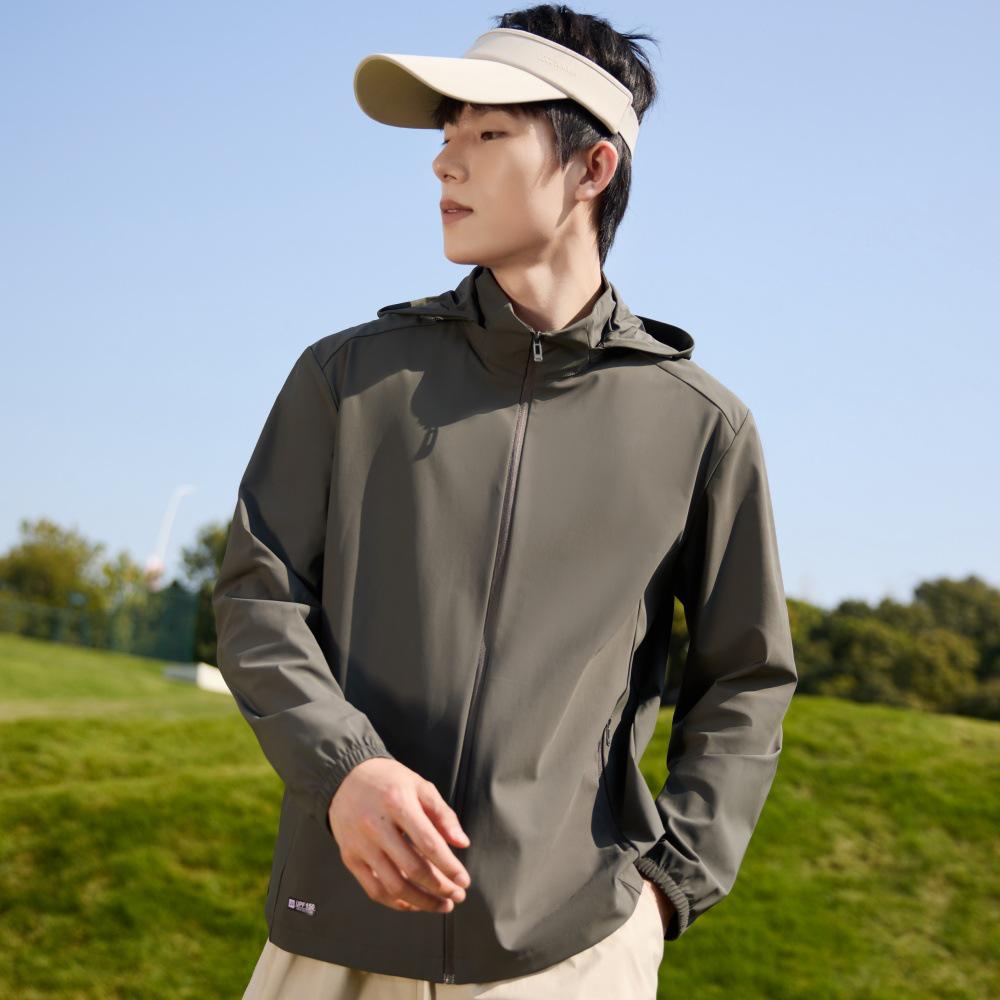 Men's Ice Silk Sun Protection Suit with Detachable Hood - Breathable UV Resistant Outerwear for Women and Men