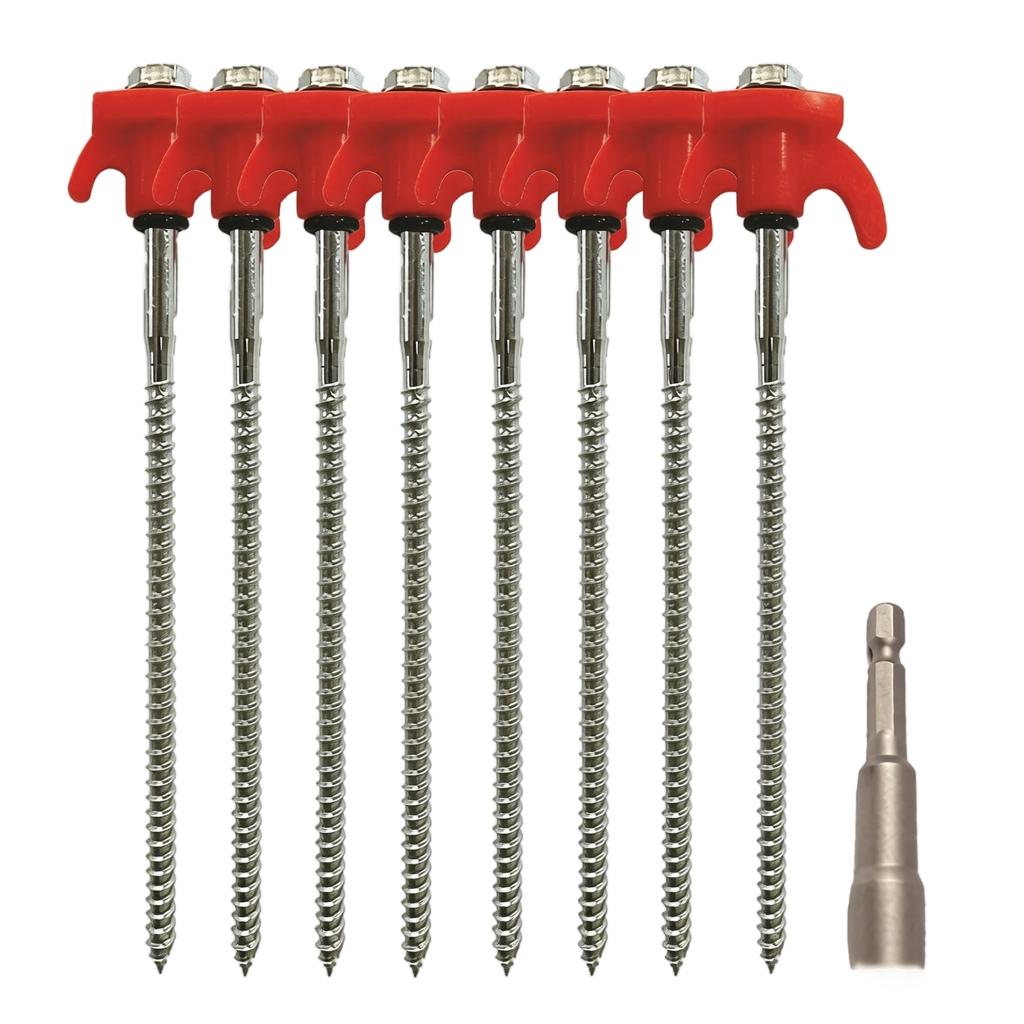 Heavy Duty Outdoor Camping Tent Pegs Ground Stakes with T Handle and Hex Head Screws for Secure Tent Anchoring and Easy Installation